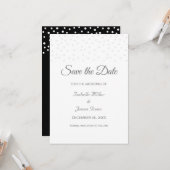 白黒の結婚式の真珠の日付カードを保存 カード (正面/裏面インサイチュ)