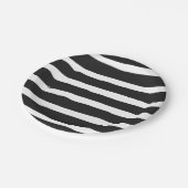 白黒の結婚式ストライプパーティー ペーパープレート (アングル)