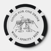 白黒の結婚式ドリンク ポーカーチップ (裏面)