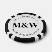 白黒の結婚式ドリンク ポーカーチップ (シングル)
