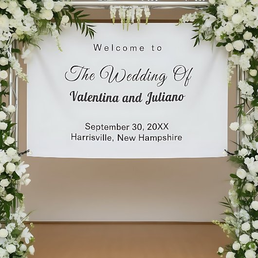白黒の結婚式バナーのテンプレート 横断幕