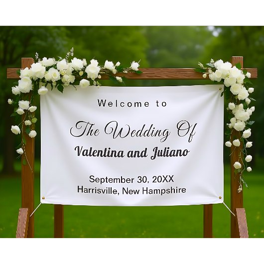 白黒の結婚式バナーのテンプレート 横断幕