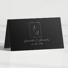 白黒の結婚式プレイスカード プレイスカード