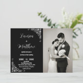 白黒の結婚式招待状と写真 招待状 (スタンド正面)