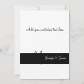 白黒の結婚式招待状のモノグラムの名前 招待状 (裏面)