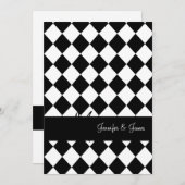 白黒の結婚式招待状のモノグラムの名前 招待状 (正面/裏面)