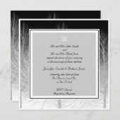 白黒の結婚式招待状の冬の枝 招待状 (正面/裏面)