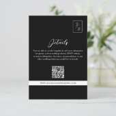 白黒の結婚式詳細QRコード エンクロージャーカード (スタンド正面)