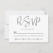 白黒の結婚式RSVP食事選択カード 出欠カード (正面)