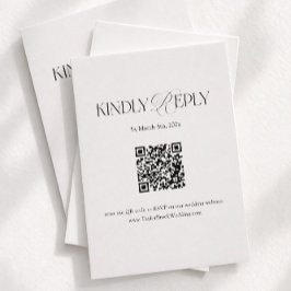 白黒の結婚式RSVP QRコード エンクロージャーカード