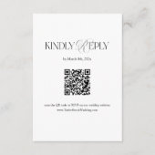 白黒の結婚式RSVP QRコード エンクロージャーカード (正面)