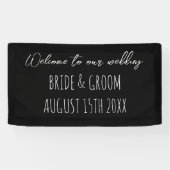 白黒の結婚手書きへようこそ 横断幕 (横)