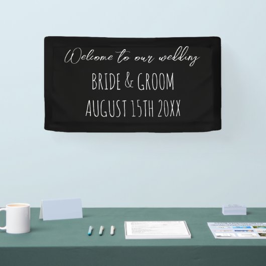 白黒の結婚手書きへようこそ 横断幕 (トレードショー)