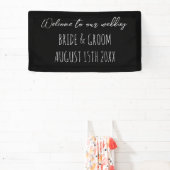 白黒の結婚手書きへようこそ 横断幕 (インサイチュ)