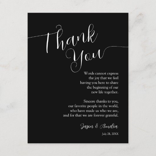 白黒の結婚披露宴の場所設定 サンキューカード