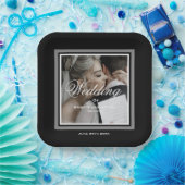 白黒の結婚紙プレート ペーパープレート (パーティー)