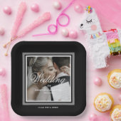 白黒の結婚紙プレート ペーパープレート (パーティー)