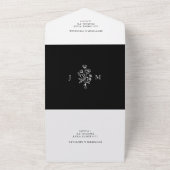白黒の結婚花シンプル花束 オールインワン招待状 (外側)