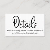 白黒の結婚詳細日付カードの保存 名刺 (裏面)