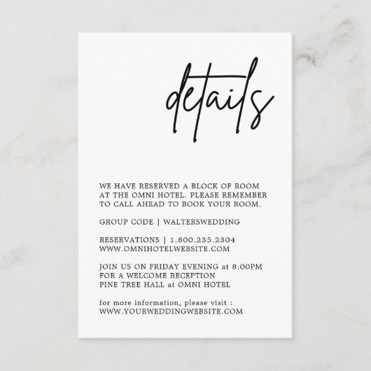 白黒の結婚詳細・エンクロージャ・カード エンクロージャーカード (正面)