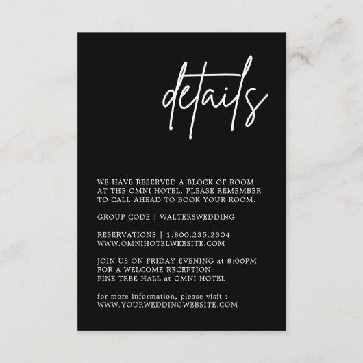 白黒の結婚詳細・エンクロージャ・カード エンクロージャーカード (正面)