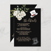 白黒の結婚詳細QRエンクロージャカード 出欠カード (正面/裏面)