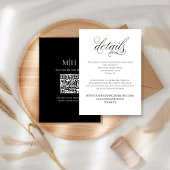 白黒の結婚詳細QRコードRSVP エンクロージャーカード