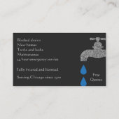 白黒の給排水衛生設備および配管設備 名刺 (裏面)