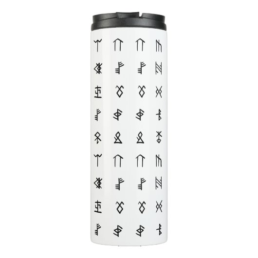 白黒の絶縁された神秘的なルーン タンブラー (裏面)