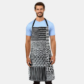 白黒の継ぎ目のないドールパターン。手描き エプロン (着用した状態)