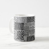 白黒の継ぎ目のないドールパターン。手描き コーヒーマグカップ (正面左)