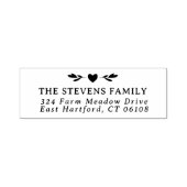 白黒の緑のハート名とアドレス セルフインキングスタンプ (デザイン)