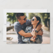 白黒の緑のフローラの写真結婚 セーブザデート (裏面)