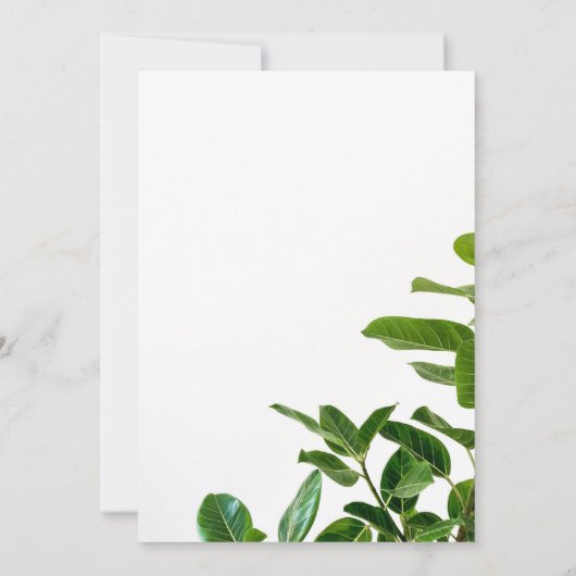 白黒の緑のフローラ結婚式招待状 招待状 (裏面)