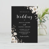 白黒の緑のフローラQRコー結婚ド 招待状 (スタンド正面)