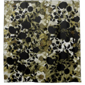 白黒の緑の植物園の花柄Toile シャワーカーテン (正面)