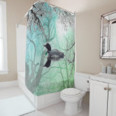 白黒の緑の湖のシャワーカーテン シャワーカーテン (インサイチュ)