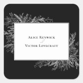 白黒の緑結婚の封筒シール スクエアシール (正面)