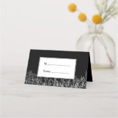 白黒の緑結婚の折り畳み プレイスカード (正面)