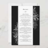 白黒の緑結婚の詳細と 招待状 (裏面)