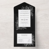 白黒の緑結婚色 オールインワン招待状 (内側)