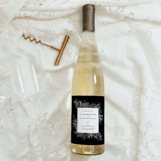 白黒の緑結婚色 ワインラベル