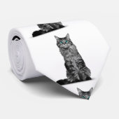 白黒の緑色の目をした猫 ネクタイ (ロール)