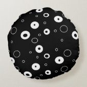 白黒の線とドットの装飾用クッション ラウンドクッション (裏面)