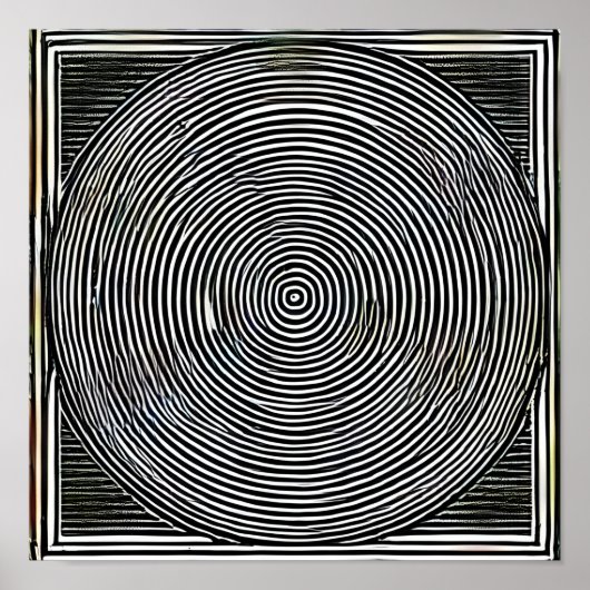 白黒の線と円 ポスター (正面)