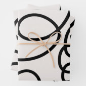 白黒の線のブモダンラシミニマルストローク ラッピングペーパーシート (インサイチュ)