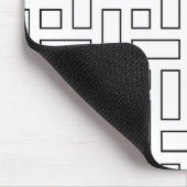 白黒の線形ブロックパターン - 白 マウスパッド (コーナー)