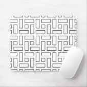 白黒の線形ブロックパターン - 白 マウスパッド (マウス)