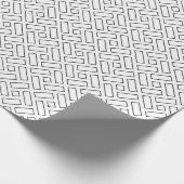 白黒の線形ブロックパターン - 白 ラッピングペーパー (角)