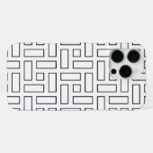 白黒の線形ブロックパターン - 白 iPhoneケース (裏面横)